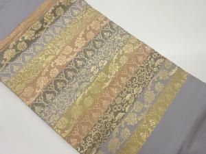 横段に花唐草模様織出し名古屋帯